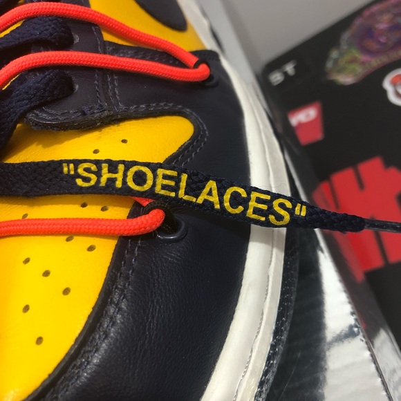 Nike Dunk Low Off-White University Gold/ Midnight Navy - Picture 9 of 12